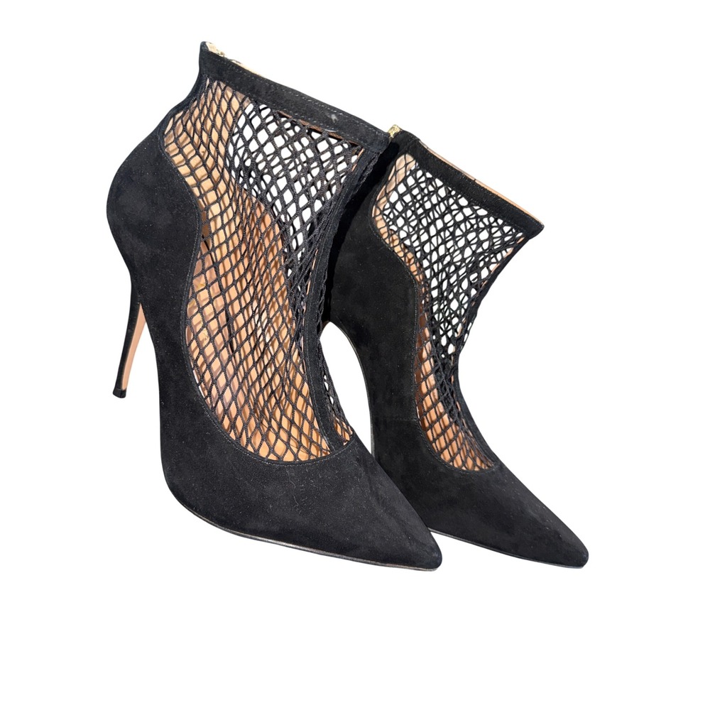 Jessica Simpson Black Mesh Pointed Toe Stiletto Ankle Heels Size 9M/40 Like New